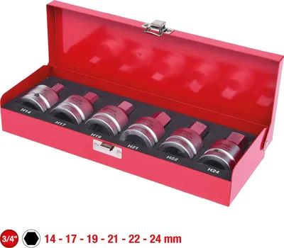 Image de jeu de douilles à embout de force 3/4", 6 pces, 14-24mm