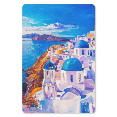 Produktbild von MuchoWow® Mauspad Mousepad Malerei - Griechenland - Wasser - Öl 18x27 cm - Mousepads - Maus Mat - Pad - Mausunterlage