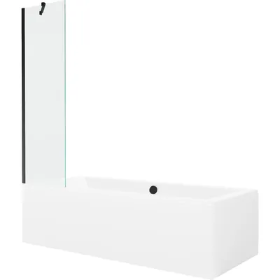 Obrázek produktu pro Mexen Cube obdélníková vana 170 x 80 cm s pláštěm 1-křídlovou zástěnou 50 cm, Průhledné, Černá - 550517080X9505000070