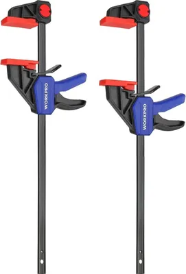 Obrázek produktu pro Sada jednoručních upínačů WORKPRO 2 kusy 305mm šířka upnutí 68kg upínací síla
