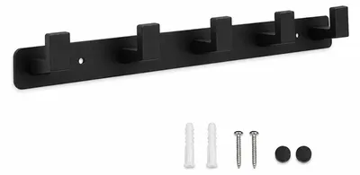Kleiderhaken Wand 39 cm, 5 Haken, Metall, schwarz
