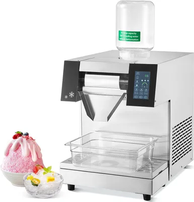 Obrázek produktu pro SucceBuy Komerční zmrzlinovač na sněhové vločky z, 260 kg/24 h, nerezová ocel, elektrický výrobník sněhových kornoutů se systémem chlazení vzduchem pro rychlý odvod tepla, ideální pro pekárny a kavárny