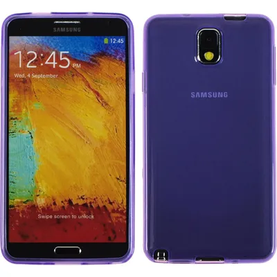 Produktbild von PhoneNatic Case kompatibel mit Samsung Galaxy Note 3 - lila Silikon Hülle transparent + 2 Schutzfolien
