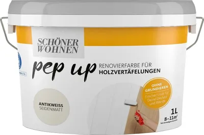 Produktbild von Pep up Renovierfarbe für Holzvertäfelungen Antikweiss seidenmatt 1l