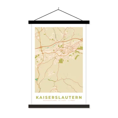 Produktbild von MuchoWow® Textilposter Kaiserslautern - Karte - Vintage - Stadtplan 120x180 cm mit schwarzem Rahmen - Fotos