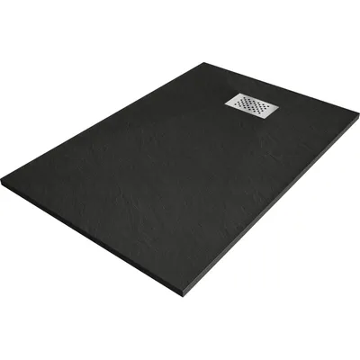 Produktbild von Mexen Hugo Rechteckige Duschwanne SMC 120 x 70 cm, schwarz, Inoxabdeckung - 42707012-X
