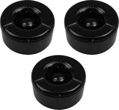 Immagine prodotto di 3 posacenere a vento Posacenere con coperchio rimovibile in melamina nera ø 11,5 cm
