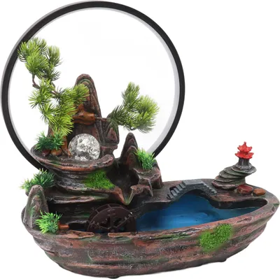 Image de Fontaine d'eau courante de rocaille Décoration d'intérieur Fontaine d'eau de rocaille Ornement Feng Shui avec lampe atomiseur