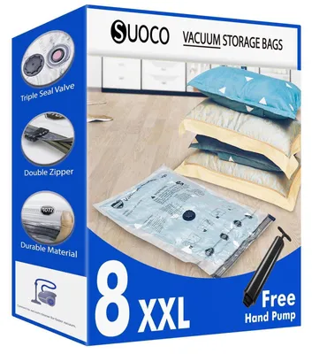 Produktbild von Vakuumbeutel für Kleidung 8er Set XXL 120x90 cm mit Handpumpe