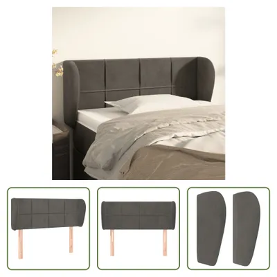 Produktbild von The Living Store Kopfteil mit Ohren Dunkelgrau 103x23x78/88 cm Samt
