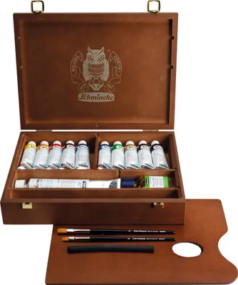 Produktbild von Schmincke Norma Blue Ölfarben Set Edler Holzkasten Palette Pinsel 71 752 097