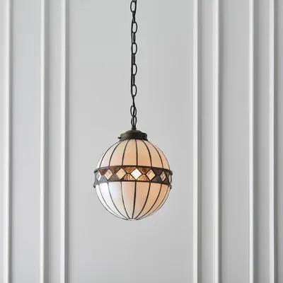 Obrázek produktu pro Závěsné svítidlo FARGO s diamanty, béžové, 1xE14x15W, sklo, rozměry: 150x25,5x25,5 cm, IP20, styl Tiffany