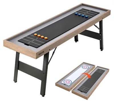 Produktbild von VEVOR Shuffleboard-Tisch 2,1 m mit 8 Pucks Tischcurling-Spiel 2 in 1 Tragbar, Glatte Spielfläche für Flüssiges und Schnelles Puckspiel, Klappbare Beine für das Familien-Spielzimmer zu Hause