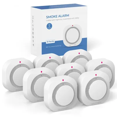 Obrázek produktu pro Detektory kouře, okamžité varování, hlasitý alarm, 8 kusů
