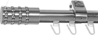 Produktbild von Innenlauf Edelstahl Look Gardinenstange 20mm Deckenträger 1-läufig Kristall, Länge wählbar D50 E39 I
