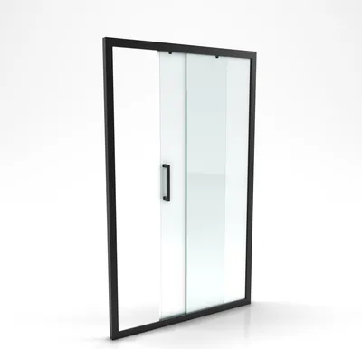 Image de Porte de douche coulissante 120x200 cm - Verre transparent - Profilé Noir - CRUSH