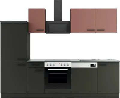 Produktbild von Optifit Küchenzeile ohne Geräte Nizza407/Madrid420 270 cm rostrot anthrazit matt zerlegt Variante reversibel KPNM 2742OE