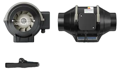 Obrázek produktu pro Inline ventilátor, průtok vzduchu 360 m³/h, tichý provoz, černý