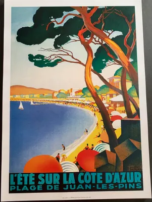 Obrázek produktu pro Pláž v Juan-les-Pins – Azurové pobřeží – plakát 50 x 70 cm