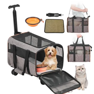 Zdjęcie produktu dla Wózek dla psa - Składany plecak dla psa Nośność maks. 9,9 kg - Torba transportowa wykonana z tkaniny 600D Oxford - Wózek dla psa z 4 kółkami - Wózek dla zwierząt - Torba podróżna dla psa - Idealna na podróże samochodem lub wycieczki