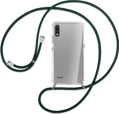 Produktbild von Handykette Backcover-Schutzhülle mit Band (Metall silberfarben) für LG K22 LMK200 - dunkelgrün