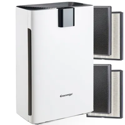 Produktbild von Greenmigo Luftreiniger Luftfilter Allergie Tierhaar,Air Purifier für Wohung Racuherzimmer bis zu 160㎡,Ionisator Timer,Leiser Schlafmodus,HEPA & Aktivkohlefilter gegen Tiergerüche Rauch Pollen Staub