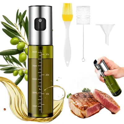 Ölsprüher aus Glas, 100 ml, BPA-frei, UV-Schutz, für Heißluftfritteuse