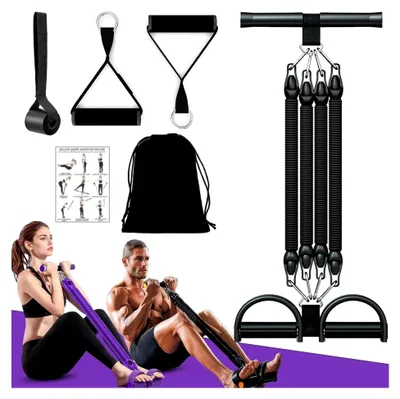 Produktbild von Widerstandsband-Set mit Griff, 100lbs verstellbar für Sit-Ups, 4-Rohr Pedalwiderstandsgerät, Bauchtrainer für Zuhause