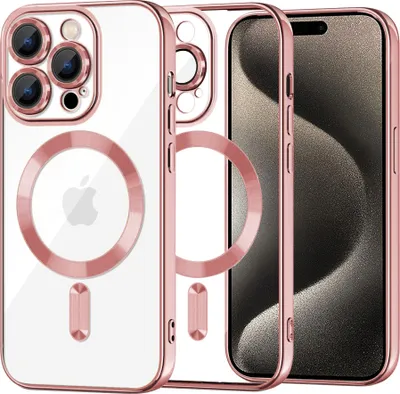Produktbild von Techsuit Luxury Crystal Back Cover Hülle mit MagSafe für Apple iPhone 15 Pro Max - Rosa