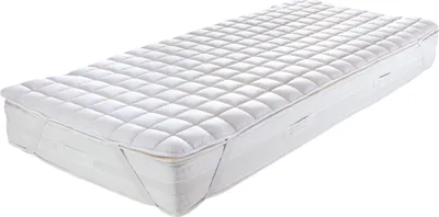 A white mattress topper is shown on a white background.