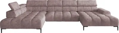 Produktbild von Plaza Ecksofa in U-Form, Linke Seite, Funktional Komfortable Schlaffunktion Verstellbare Kopfstützen Verstellbarer Sitz Wellenfedersystem Hochelastischer Schaum 385x216 cm, Puderrosa
