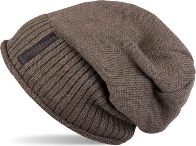 Produktbild von styleBREAKER Uni Beanie Mütze mit Fleece Innenfutter und Label | Warme Winter Strickmütze aus Feinstrick | Elastische Longbeanie für Damen und Herren