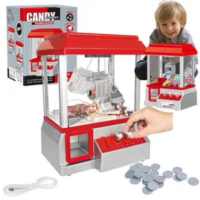 Produktbild von Süßigkeiten-Greifautomat für Kinder | Candy Grabber Geschicklichkeitsspiel mit Spielmünzen | Mini Spielautomat