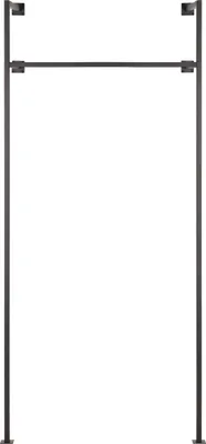 Immagine prodotto di Appendiabiti a parete Natural Goods Berlin, appendiabiti a parete in acciaio di alta qualità, sistema di appendiabiti a parete verniciato a polvere come armadio aperto, SINGOLO 97x220cm, nero