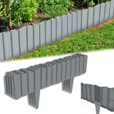 Produktbild von ACXIN 2,3 m Holzoptik Beeteinfassung aus PP Kunststoff, Beetumrandung Rasenkante Können Gespleißt Werden Gartenpalisade Beetzaun Blumenbeet Unterteilen, Wasserdicht Korrosionsbeständig(Grau)