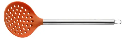 Silikonschaumlöffel, orange, hitzebeständig, spülmaschinengeeignet, 34 cm