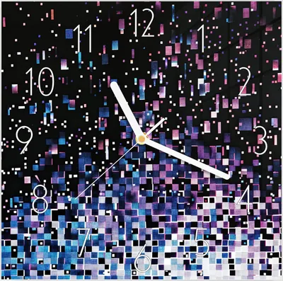 Produktbild von Wanduhr aus Glas mit Motiv Pixelmuster- 30 x 30 cm - inkl. Aufhängesystem