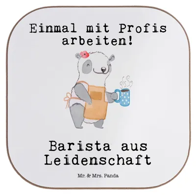 Produktbild von Mr. & Mrs. Panda Tischuntersetzer Barista Leidenschaft - Weiß - Geschenk, Tischschoner, Kaffee, Coaster, Untersetzer für Gläser, gläseruntersetzer, Tasse, Ausbildung
