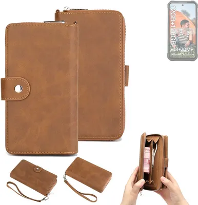Produktbild von K-S-Trade Handyhülle Schutzhülle kompatibel mit iiiF150 Air1 Pro & Portemonnee Tasche Handytasche Case Etui Geldbörse Wallet braun (1x)