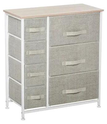Imagen del producto de Cómoda con 7 cajones – Mueble aparador moderno | Color: Gris claro | Dimensiones: 63,5 x 30 x 71 cm
