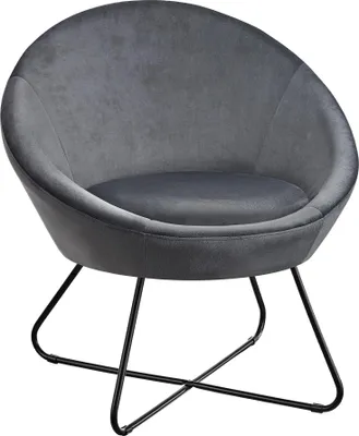 Image de Fauteuil cocktail CENTERA rond et rembourré - Aspect velours anthracite