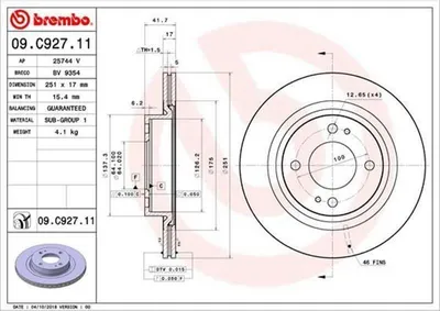 Produktbild von Bremsscheibe BREMBO 09.C927.11
