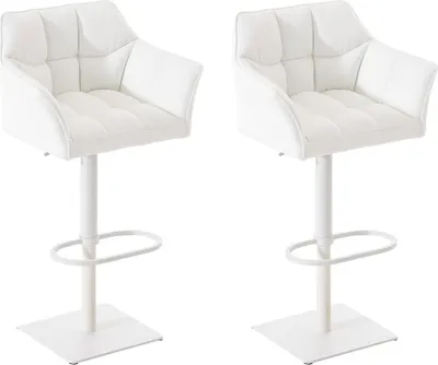 Produktbild von 2er Set Barhocker SIHAR - Kunstleder Weiß 64x45x88 cm Weiß | Barstuhl Höhenverstellbar Mit Lehne Drehbar Tresenhocker Tresenstuhl Kneipenhocker