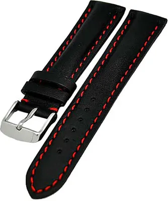 Produktbild von Uhrenarmband Glattleder sportlich gepolstert 22mm schwarz rot