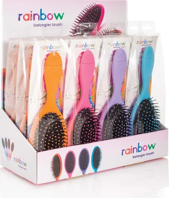 Produktbild von Rainbow Entwirrbürste Display mit 12 verschiedenen bürsten in 4 Farben