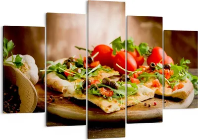 Produktbild von Bild auf Leinwand - Leinwandbild - Pizza Vegetarier Italien Essen - 150x100cm - Wand Bild - Wanddeko - Leinwanddruck - Bilder - Kunstdruck - Leinwand bilder - Wandkunst - EA150x100-2540