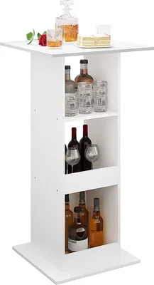 Produktbild von Happyment Stehtisch Cardiff – Mit Aufbewahrungsfach – Quadratisch – Für Innen – Küche – Holz & Metall – Weiß – 60x60x112cm