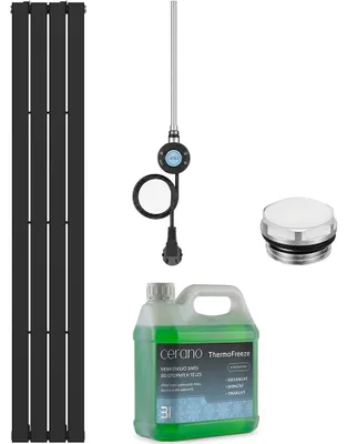 Zdjęcie produktu dla Zestaw grzejników elektrycznych do łazienki Arlen - WIFI - 600W - czarny matowy - 1800x300 mm