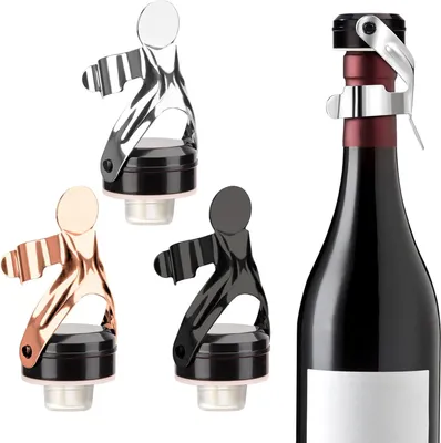 Produktbild von Sektsluiting mit Hendel für Champagne Weincollection - Flessendoppen 3 Stück Silber Roségold Schwarz