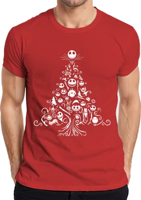 Produktbild von Nightmare before Christmas Weihnachtsbaum - Weihnachten Weihnachtsgeschenk Herren T-Shirt, Rot, S